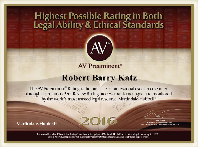 Robert B. Katz & Associates AV Rating Certificate